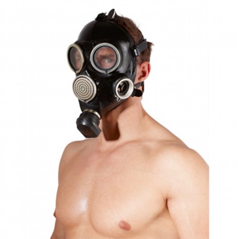 Zwart Latex Gasmasker